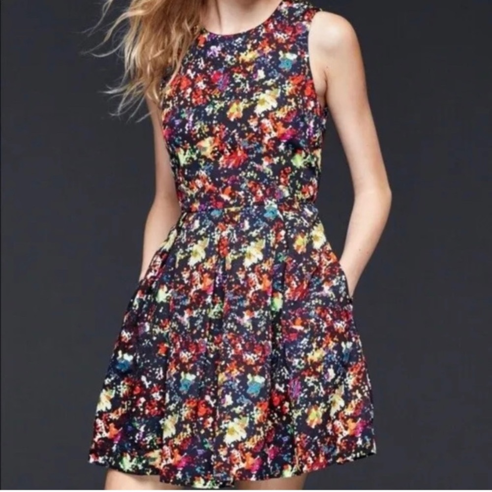 Gap Fit and Flare Black Confetti Dress